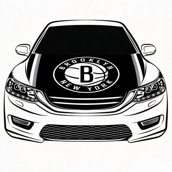 Brooklyn Nets Flag Car Hood Cover Flag , NBA Engine Banner,4X5ft,/6X7FT100% Polyester Elastic Fabrics Can be Washed