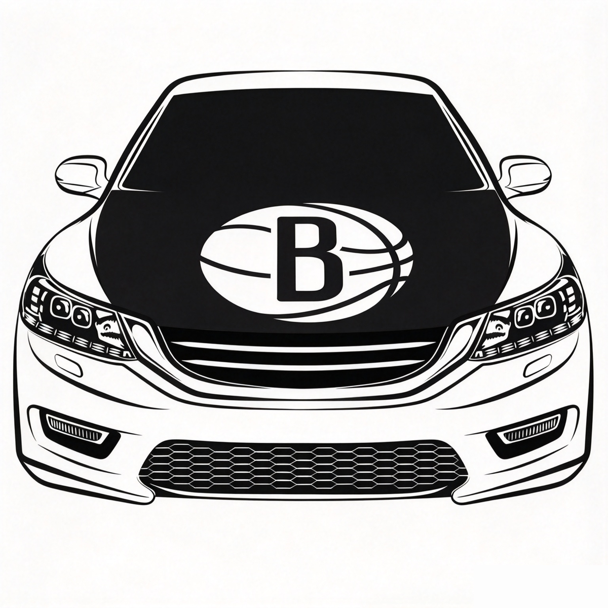 Brooklyn Nets Flag Car Hood Cover Flag , NBA Engine Banner,4X5ft,/6X7FT100% Polyester Elastic Fabrics Can be Washed