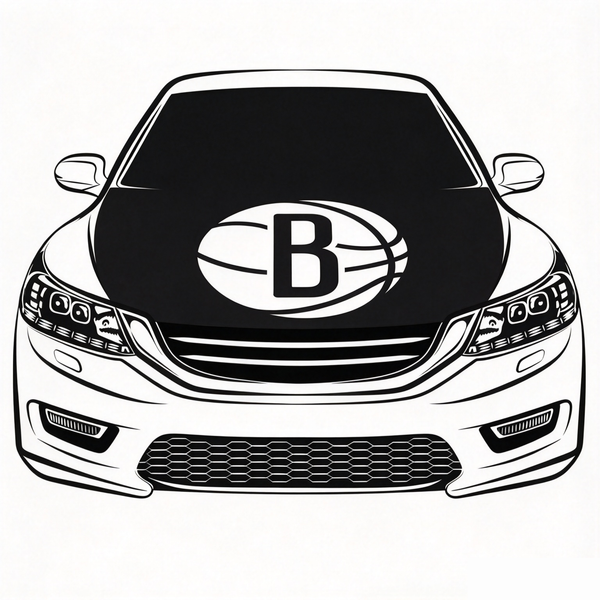 Brooklyn Nets Flag Car Hood Cover Flag , NBA Engine Banner,4X5ft,/6X7FT100% Polyester Elastic Fabrics Can be Washed