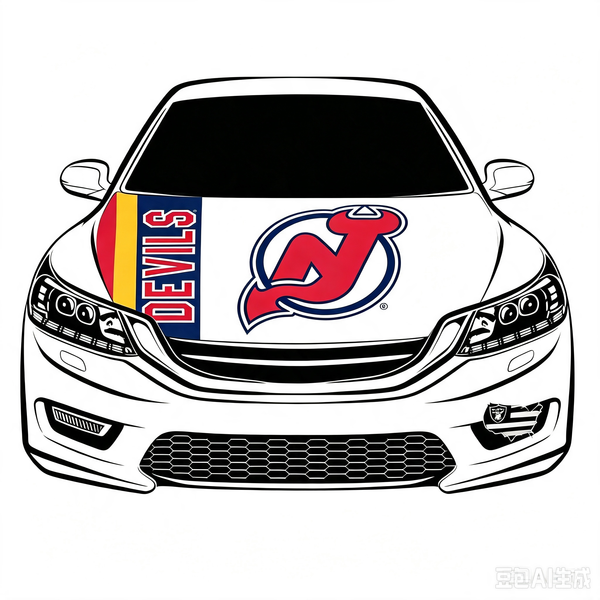 NHL New Jersey Devils Car Hood Cover Flag ,  New Jersey Devils Engine Banner,4X5ft/6X7FT,100% Polyester Elastic Fabrics Can be Washed