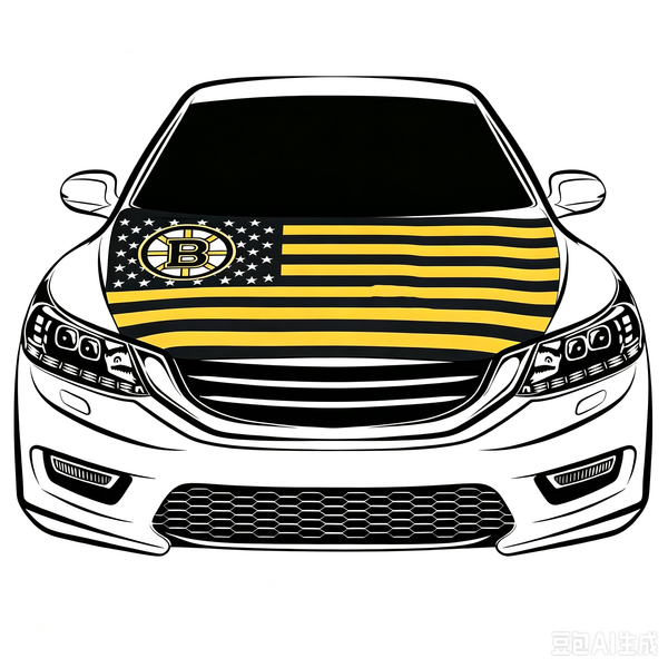 NHL Boston Bruins Car Hood Cover Flag ,NHL Bruins Engine Banner,4X5ft/6X7FT,100% Polyester Elastic Fabrics Can be Washed