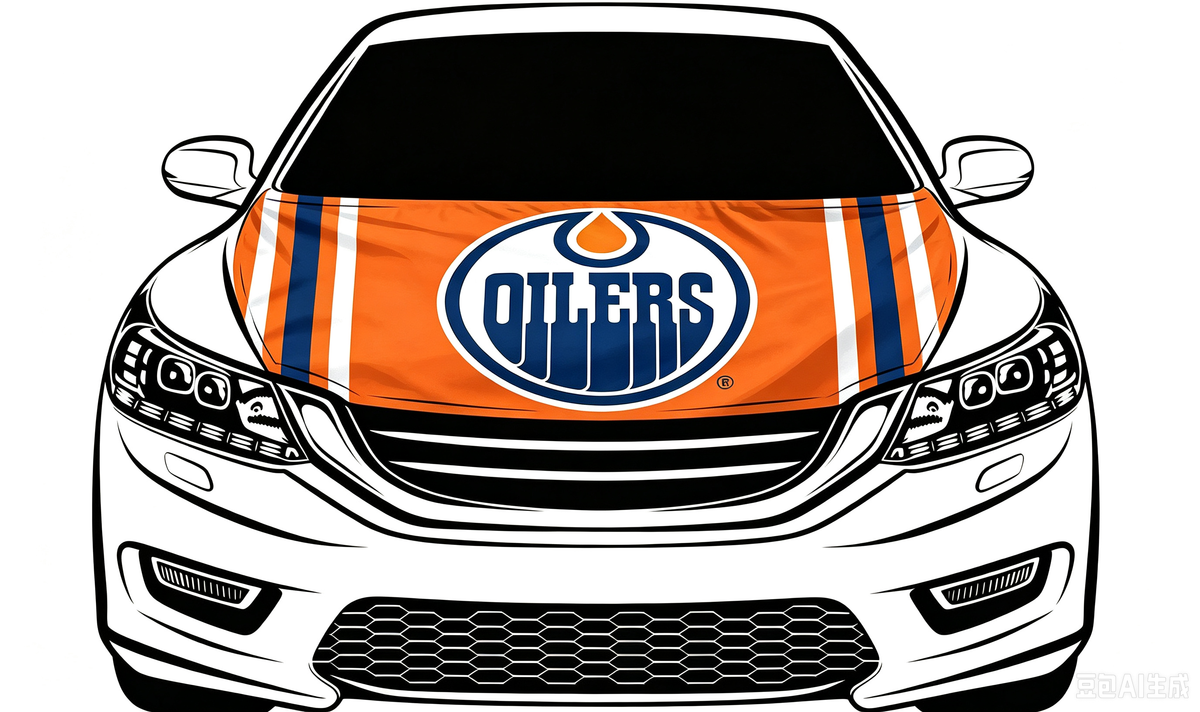 NHL  Edmonton Oilers Car Hood Cover Flag ,   Edmonton Oilers Engine Banner,4X5ft/6X7FT,100% Polyester Elastic Fabrics Can be Washed