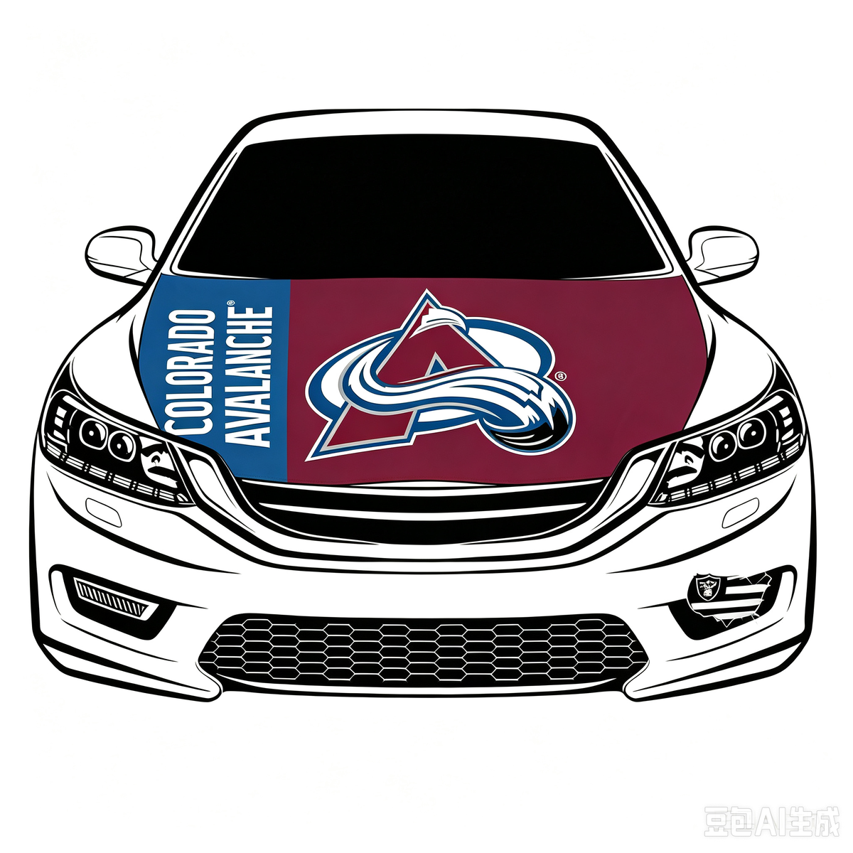 Colorado Avalanche Car Hood Cover Flag ,NHL Colorado Avalanche Engine Banner,4X5ft/6X7FT,100% Polyester Elastic Fabrics Can be Washed