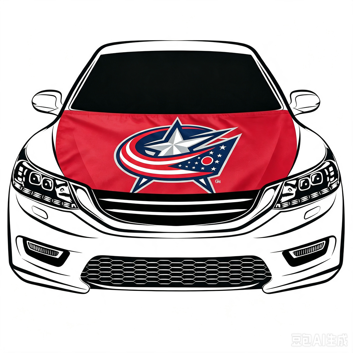 NHL Columbus Blue Jackets Car Hood Cover Flag ,  Columbus Blue Jackets Engine Banner,4X5ft/6X7FT,100% Polyester Elastic Fabrics Can be Washed