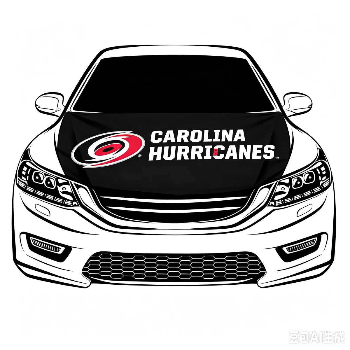 NHL Carolina Hurricanes Car Hood Cover Flag ,  Carolina Hurricanes Engine Banner,4X5ft/6X7FT,100% Polyester Elastic Fabrics Can be Washed
