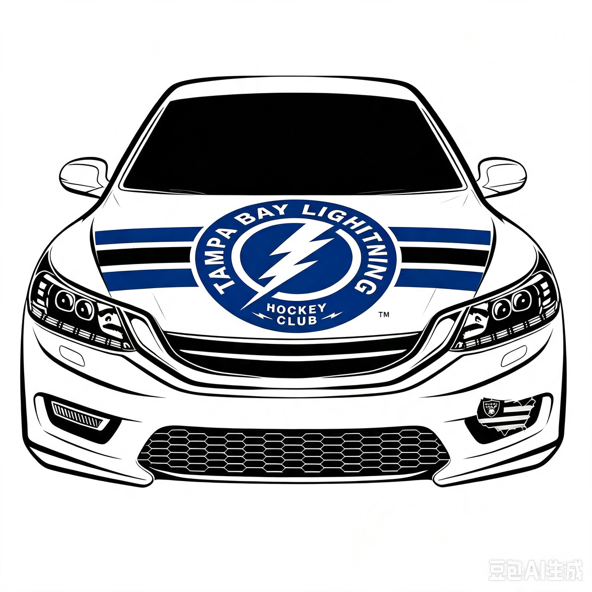 Tampa Bay Lightning Car Hood Cover Flag ,NHL Tampa Bay Lightning Engine Banner,4X5ft/6X7FT,100% Polyester Elastic Fabrics Can be Washed