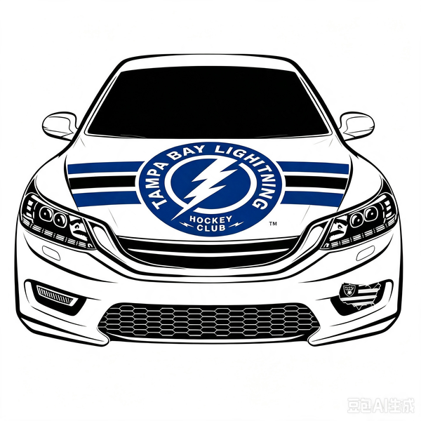 Tampa Bay Lightning Car Hood Cover Flag ,NHL Tampa Bay Lightning Engine Banner,4X5ft/6X7FT,100% Polyester Elastic Fabrics Can be Washed