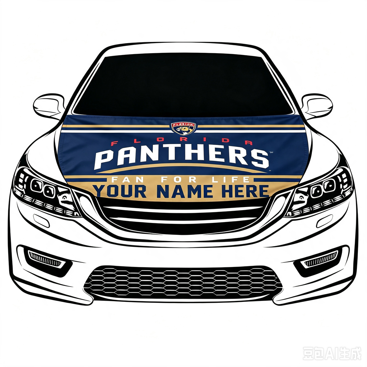 NHL Florida Panthers Car Hood Cover Flag ,  Florida Panthers Engine Banner,4X5ft/6X7FT,100% Polyester Elastic Fabrics Can be Washed
