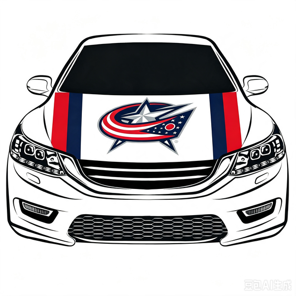 NHL Columbus Blue Jackets Car Hood Cover Flag ,  Columbus Blue Jackets Engine Banner,4X5ft/6X7FT,100% Polyester Elastic Fabrics Can be Washed