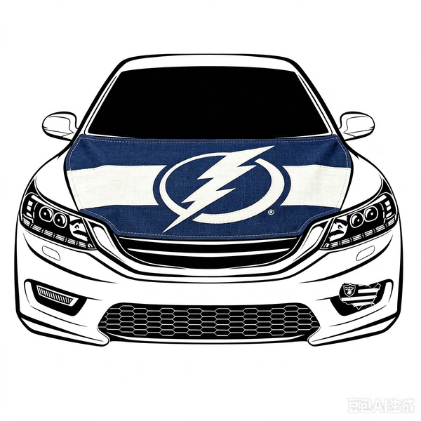 Tampa Bay Lightning Car Hood Cover Flag ,NHL Tampa Bay Lightning Engine Banner,4X5ft/6X7FT,100% Polyester Elastic Fabrics Can be Washed