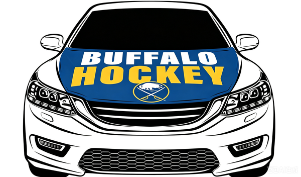 NHL Buffalo Sabres Car Hood Cover Flag ,  Buffalo Sabres Engine Banner,4X5ft/6X7FT,100% Polyester Elastic Fabrics Can be Washed