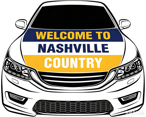 Nashville Predators Car Hood Cover Flag ,NHL Nashville Predators Engine Banner,4X5ft/6X7FT,100% Polyester Elastic Fabrics Can be Washed