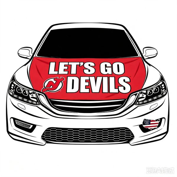 NHL New Jersey Devils Car Hood Cover Flag ,  New Jersey Devils Engine Banner,4X5ft/6X7FT,100% Polyester Elastic Fabrics Can be Washed