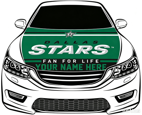 Los Dallas Stars Car Hood Cover Flag ,NHL Dallas Stars Engine Banner,4X5ft/6X7FT,100% Polyester Elastic Fabrics Can be Washed