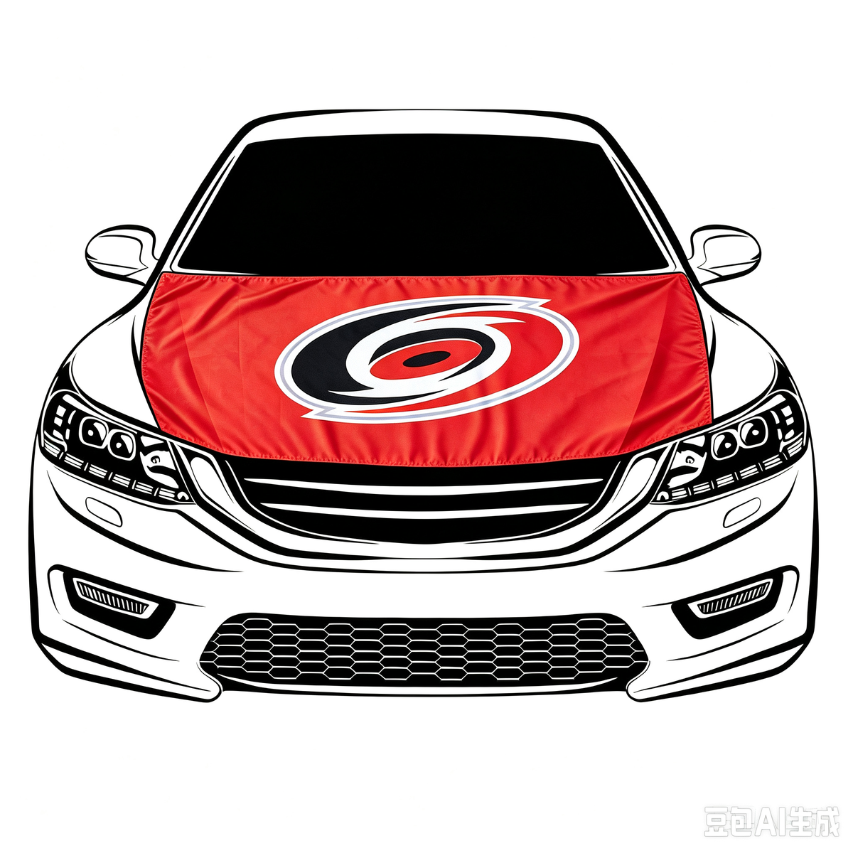 NHL Carolina Hurricanes Car Hood Cover Flag ,  Carolina Hurricanes Engine Banner,4X5ft/6X7FT,100% Polyester Elastic Fabrics Can be Washed