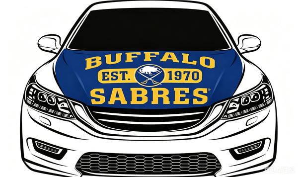 NHL Buffalo Sabres Car Hood Cover Flag ,  Buffalo Sabres Engine Banner,4X5ft/6X7FT,100% Polyester Elastic Fabrics Can be Washed