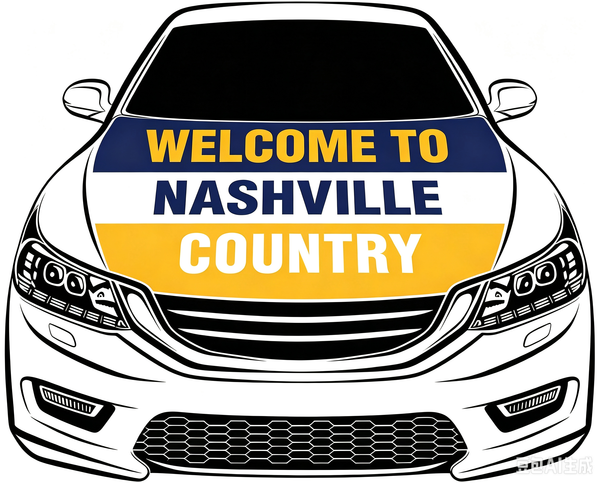 Nashville Predators Car Hood Cover Flag ,NHL Nashville Predators Engine Banner,4X5ft/6X7FT,100% Polyester Elastic Fabrics Can be Washed