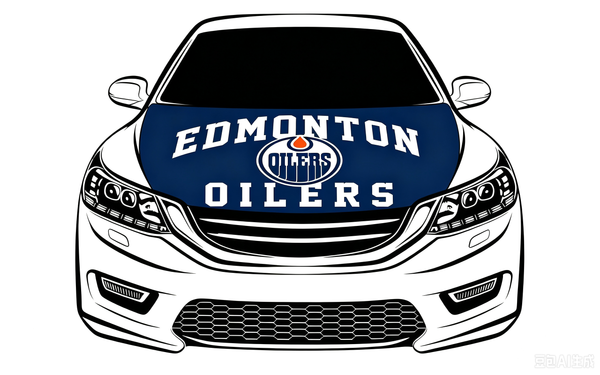 NHL  Edmonton Oilers Car Hood Cover Flag ,   Edmonton Oilers Engine Banner,4X5ft/6X7FT,100% Polyester Elastic Fabrics Can be Washed