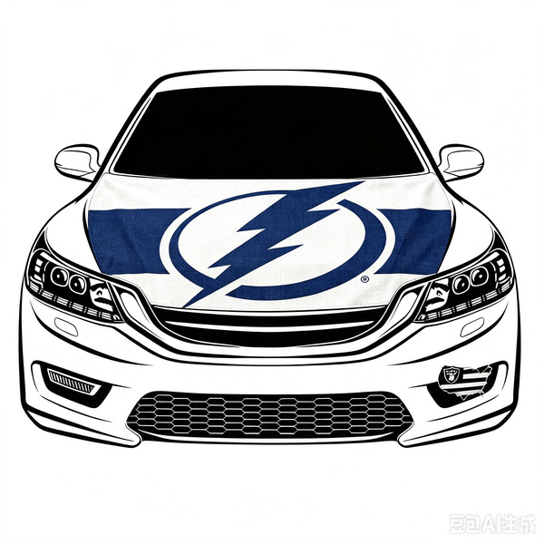 Tampa Bay Lightning Car Hood Cover Flag ,NHL Tampa Bay Lightning Engine Banner,4X5ft/6X7FT,100% Polyester Elastic Fabrics Can be Washed