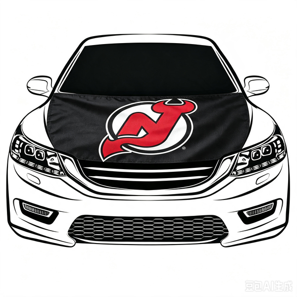 NHL New Jersey Devils Car Hood Cover Flag ,  New Jersey Devils Engine Banner,4X5ft/6X7FT,100% Polyester Elastic Fabrics Can be Washed