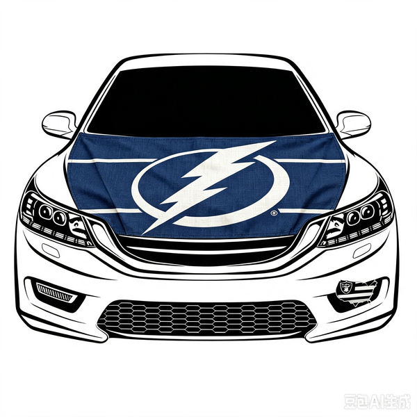 Tampa Bay Lightning Car Hood Cover Flag ,NHL Tampa Bay Lightning Engine Banner,4X5ft/6X7FT,100% Polyester Elastic Fabrics Can be Washed