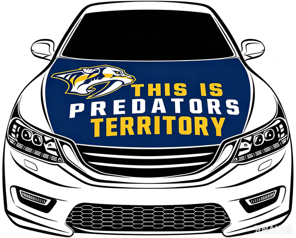 Nashville Predators Car Hood Cover Flag ,NHL Nashville Predators Engine Banner,4X5ft/6X7FT,100% Polyester Elastic Fabrics Can be Washed