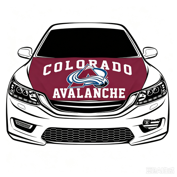 Colorado Avalanche Car Hood Cover Flag ,NHL Colorado Avalanche Engine Banner,4X5ft/6X7FT,100% Polyester Elastic Fabrics Can be Washed