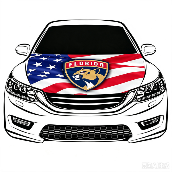 NHL Florida Panthers Car Hood Cover Flag ,  Florida Panthers Engine Banner,4X5ft/6X7FT,100% Polyester Elastic Fabrics Can be Washed