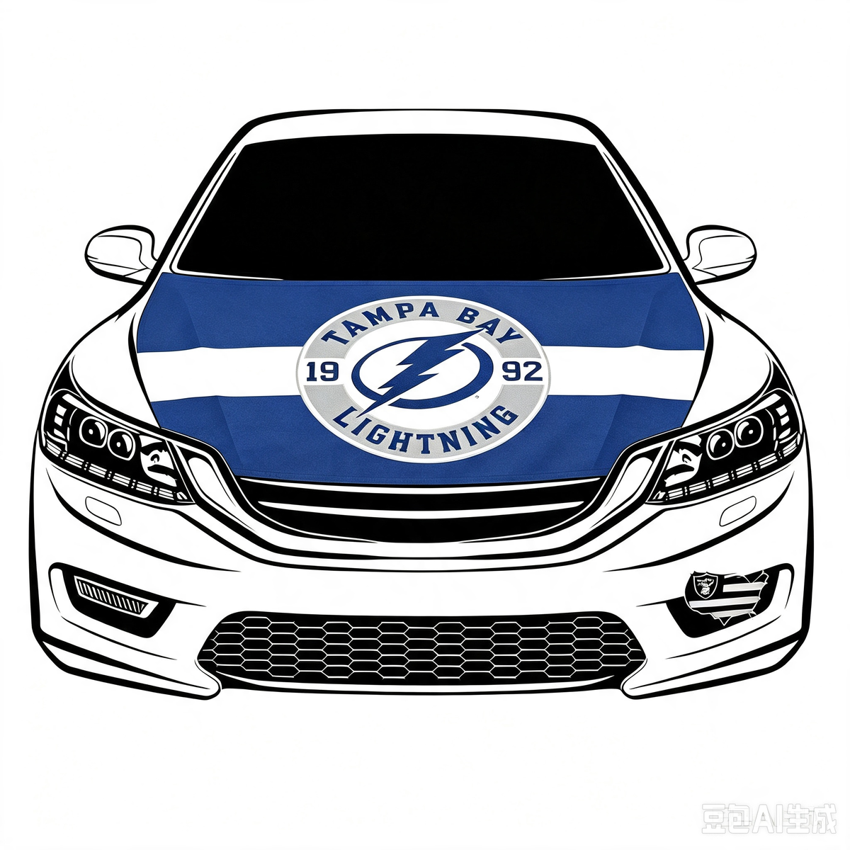 Tampa Bay Lightning Car Hood Cover Flag ,NHL Tampa Bay Lightning Engine Banner,4X5ft/6X7FT,100% Polyester Elastic Fabrics Can be Washed
