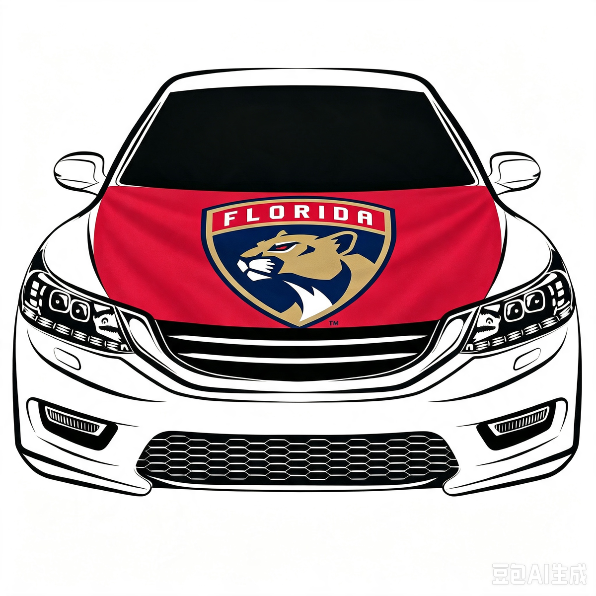 NHL Florida Panthers Car Hood Cover Flag ,  Florida Panthers Engine Banner,4X5ft/6X7FT,100% Polyester Elastic Fabrics Can be Washed