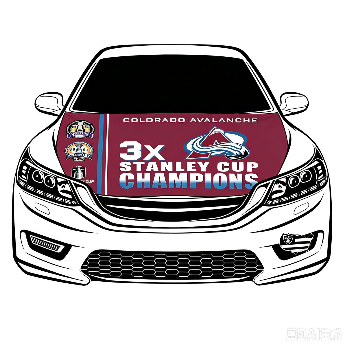 Colorado Avalanche Car Hood Cover Flag ,NHL Colorado Avalanche Engine Banner,4X5ft/6X7FT,100% Polyester Elastic Fabrics Can be Washed
