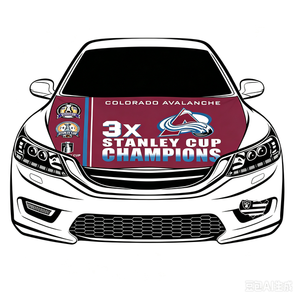 Colorado Avalanche Car Hood Cover Flag ,NHL Colorado Avalanche Engine Banner,4X5ft/6X7FT,100% Polyester Elastic Fabrics Can be Washed
