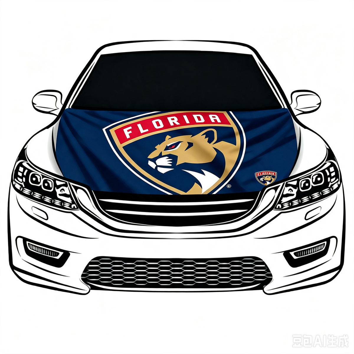 NHL Florida Panthers Car Hood Cover Flag ,  Florida Panthers Engine Banner,4X5ft/6X7FT,100% Polyester Elastic Fabrics Can be Washed