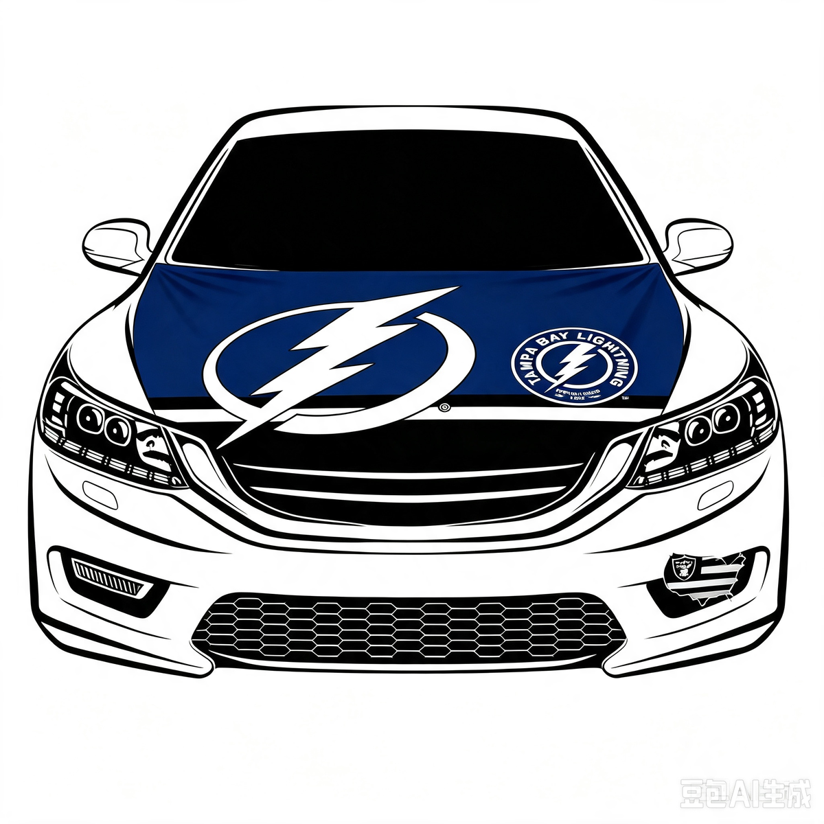 Tampa Bay Lightning Car Hood Cover Flag ,NHL Tampa Bay Lightning Engine Banner,4X5ft/6X7FT,100% Polyester Elastic Fabrics Can be Washed