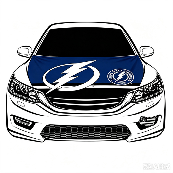 Tampa Bay Lightning Car Hood Cover Flag ,NHL Tampa Bay Lightning Engine Banner,4X5ft/6X7FT,100% Polyester Elastic Fabrics Can be Washed