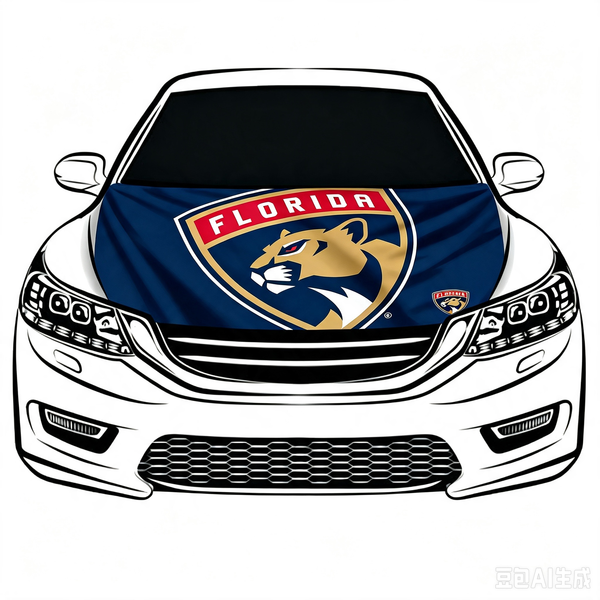NHL Florida Panthers Car Hood Cover Flag ,  Florida Panthers Engine Banner,4X5ft/6X7FT,100% Polyester Elastic Fabrics Can be Washed