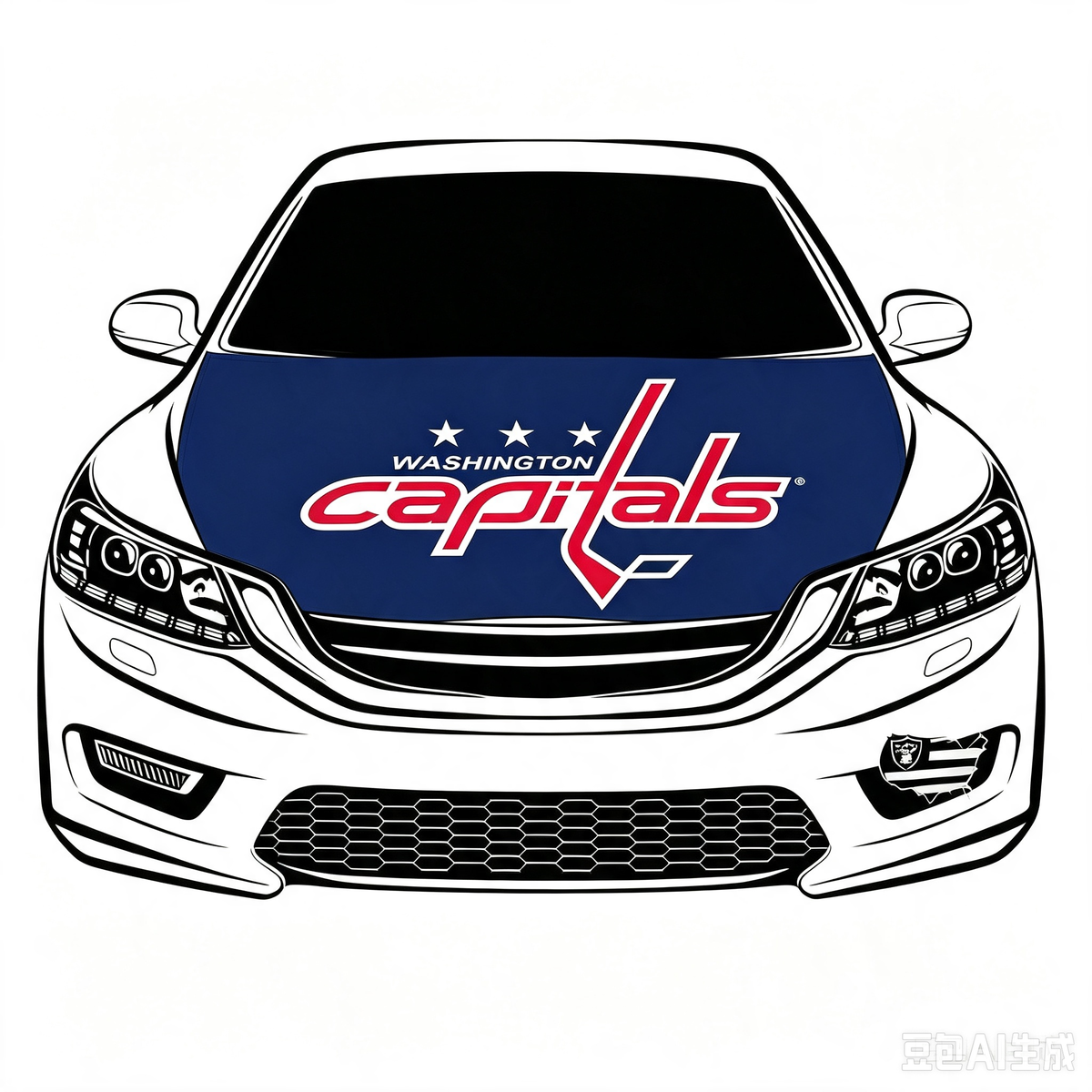 Washington Capitals Car Hood Cover Flag , NHL Washington Capitals Engine Banner,4X5ft/6X7FT,100% Polyester Elastic Fabrics Can be Washed