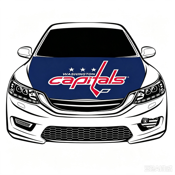 Washington Capitals Car Hood Cover Flag , NHL Washington Capitals Engine Banner,4X5ft/6X7FT,100% Polyester Elastic Fabrics Can be Washed