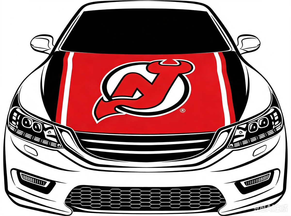NHL New Jersey Devils Car Hood Cover Flag ,  New Jersey Devils Engine Banner,4X5ft/6X7FT,100% Polyester Elastic Fabrics Can be Washed