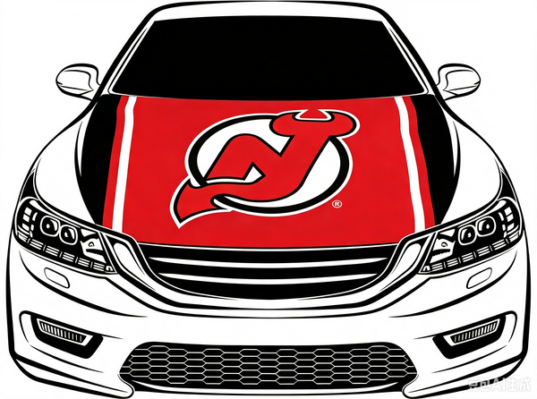 NHL New Jersey Devils Car Hood Cover Flag ,  New Jersey Devils Engine Banner,4X5ft/6X7FT,100% Polyester Elastic Fabrics Can be Washed