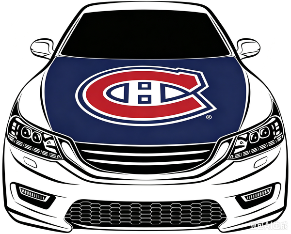 Montreal Canadiens Car Hood Cover Flag ,NHL Montreal Canadiens Engine Banner,4X5ft/6X7FT,100% Polyester Elastic Fabrics Can be Washed