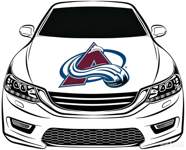 Colorado Avalanche Car Hood Cover Flag ,NHL Colorado Avalanche Engine Banner,4X5ft/6X7FT,100% Polyester Elastic Fabrics Can be Washed