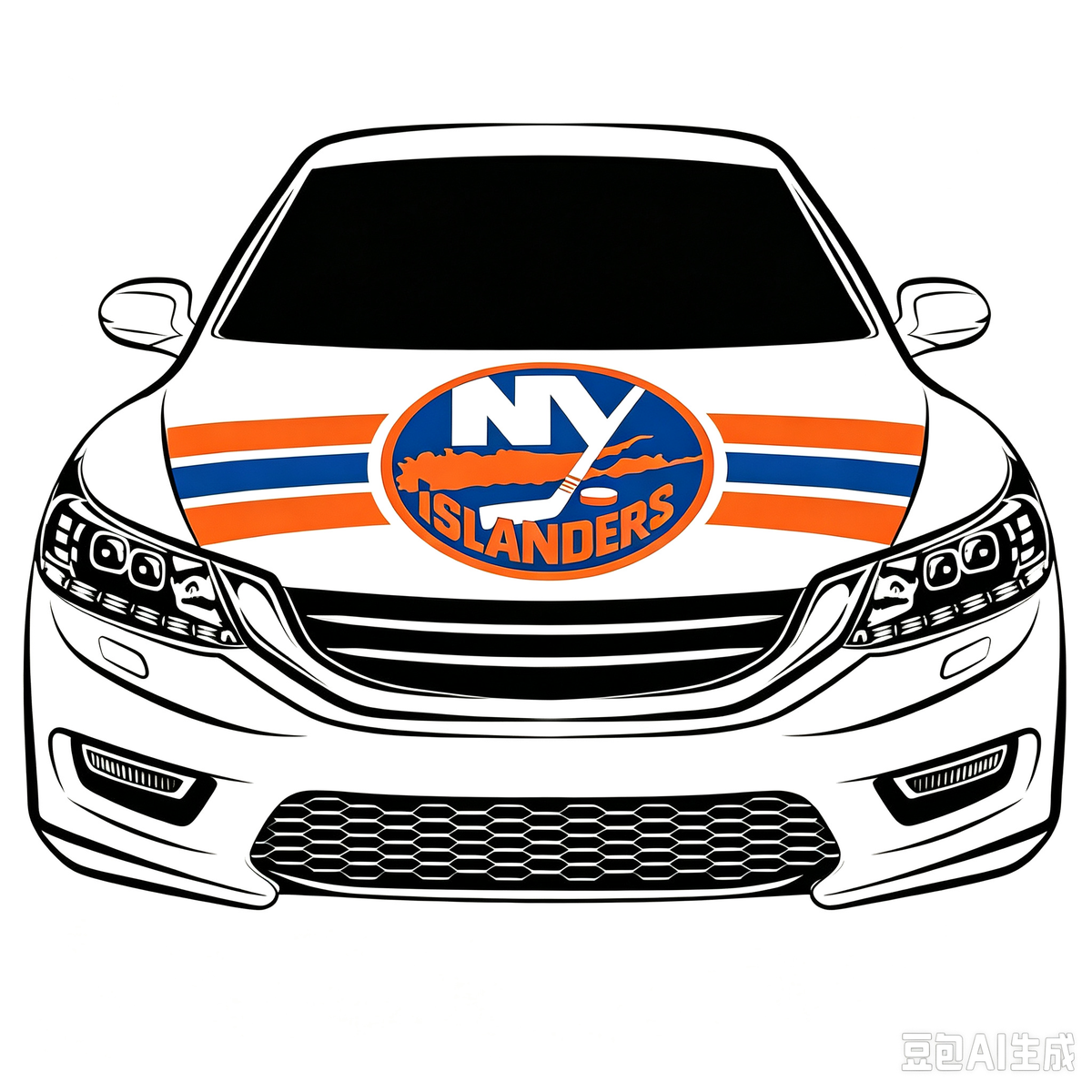 New York lslanders Car Hood Cover Flag ,NHL NY lslanders Engine Banner,4X5ft/6X7FT,100% Polyester Elastic Fabrics Can be Washed