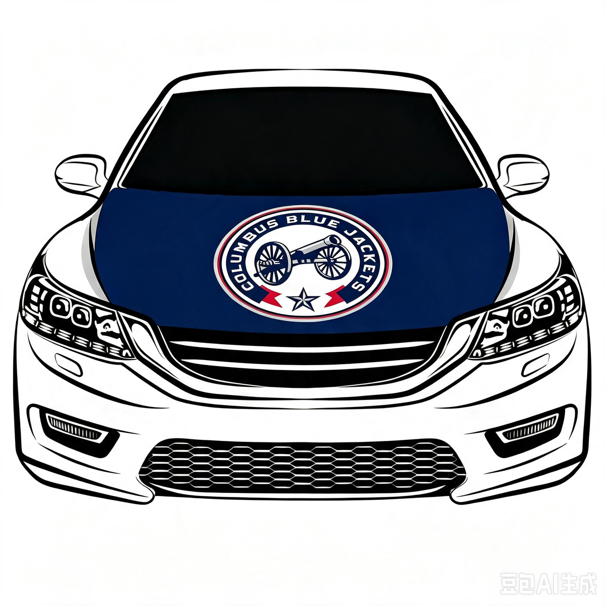 NHL Columbus Blue Jackets Car Hood Cover Flag ,  Columbus Blue Jackets Engine Banner,4X5ft/6X7FT,100% Polyester Elastic Fabrics Can be Washed
