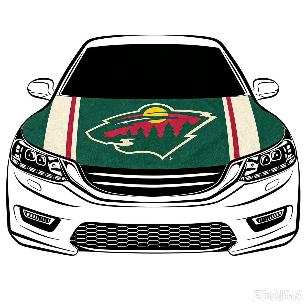 NHL Minnesota Wild Car Hood Cover Flag ,   Minnesota Wild Engine Banner,4X5ft/6X7FT,100% Polyester Elastic Fabrics Can be Washed