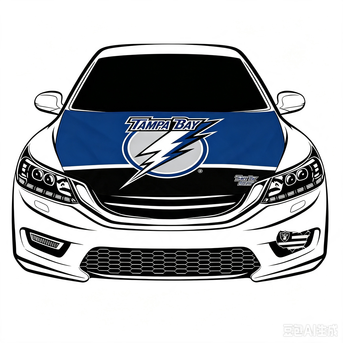 NHL Tampa Bay Lightning Car Hood Cover Flag , Tampa Bay Lightning Engine Banner,4X5ft/6X7FT,100% Polyester Elastic Fabrics Can be Washed