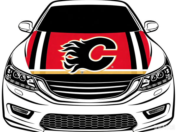 Calgary Flames Car Hood Cover Flag ,NHL Calgary Flames Engine Banner,4X5ft/6X7FT,100% Polyester Elastic Fabrics Can be Washed