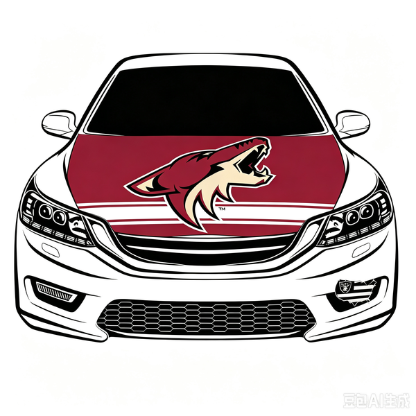 Arizona Coyotes Car Hood Cover Flag ,NHL Arizona Coyotes Engine Banner,4X5ft/6X7FT,100% Polyester Elastic Fabrics Can be Washed