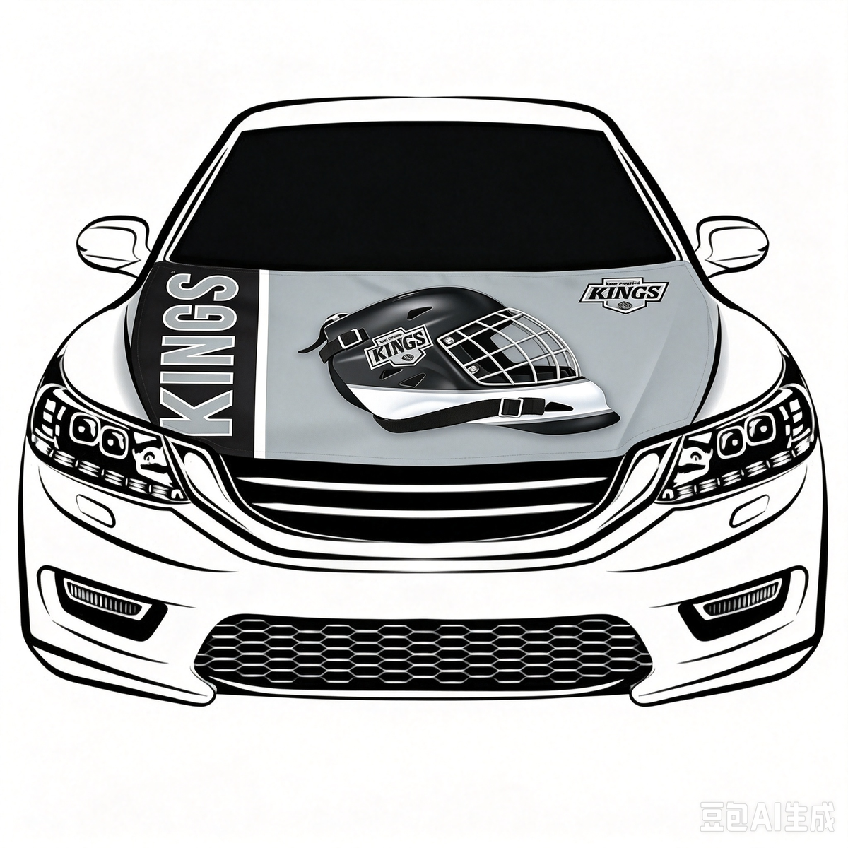 Los Angeles Kings Car Hood Cover Flag ,NHL Los Angeles Kings Engine Banner,4X5ft/6X7FT,100% Polyester Elastic Fabrics Can be Washed