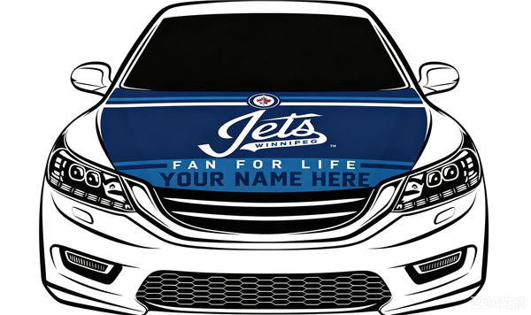 NHL Winnipeg Jets Car Hood Cover Flag ,  Winnipeg Jets Engine Banner,4X5ft/6X7FT,100% Polyester Elastic Fabrics Can be Washed
